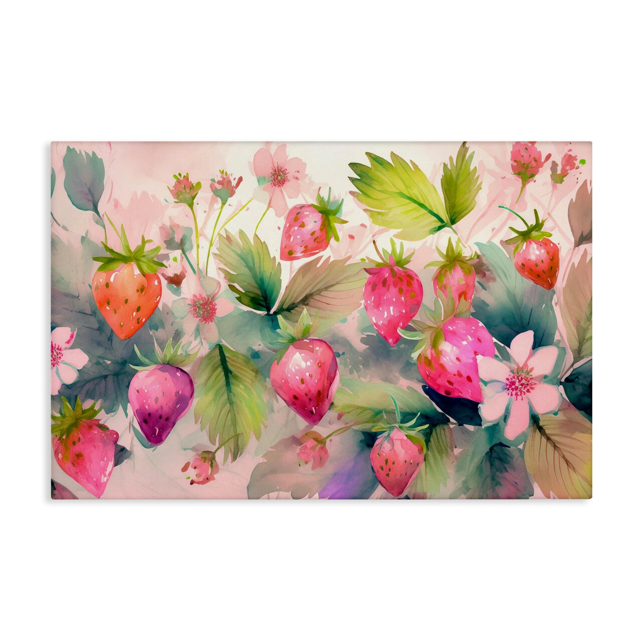 Stupell Industries Pink Strawberries & Bloom Canvas Wall Art Design by Alina Georgescu